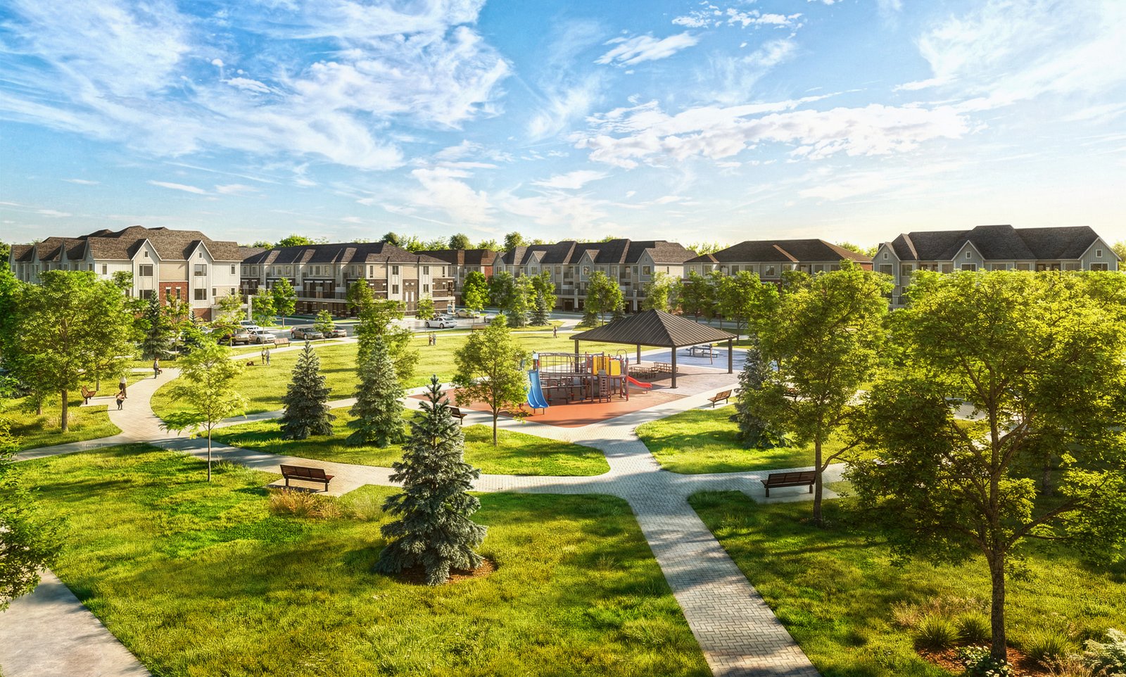 1.5 acre community park at Mirra Townhomes Brooklin Vue